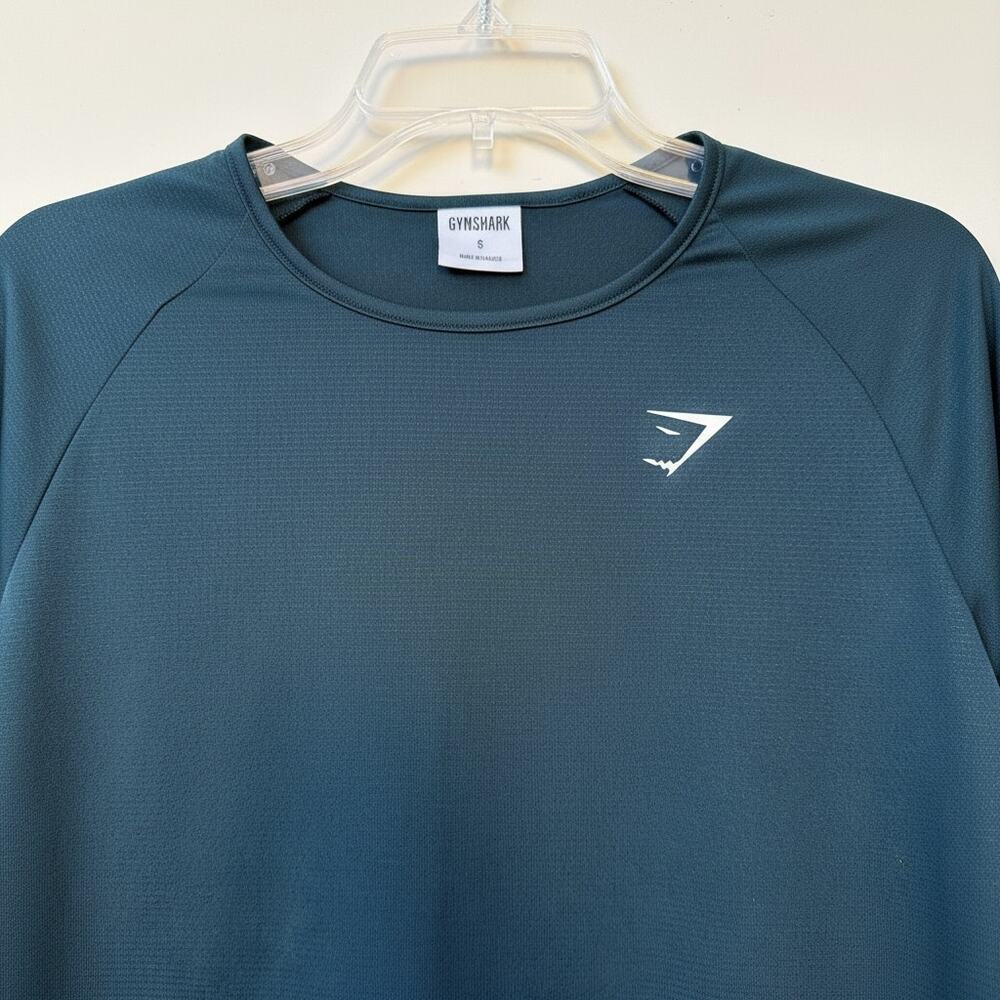 Gymshark Men’s Long Sleeve Training Shirt Size S Green Excellent - Picture 3 of 8